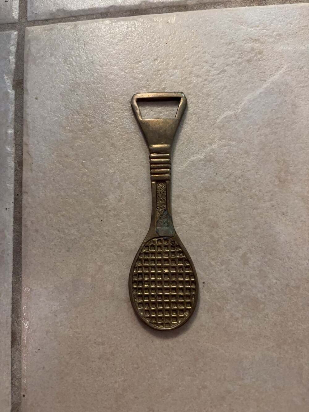 Vintage Brass Tennis Racket Bottle Opener Made in India